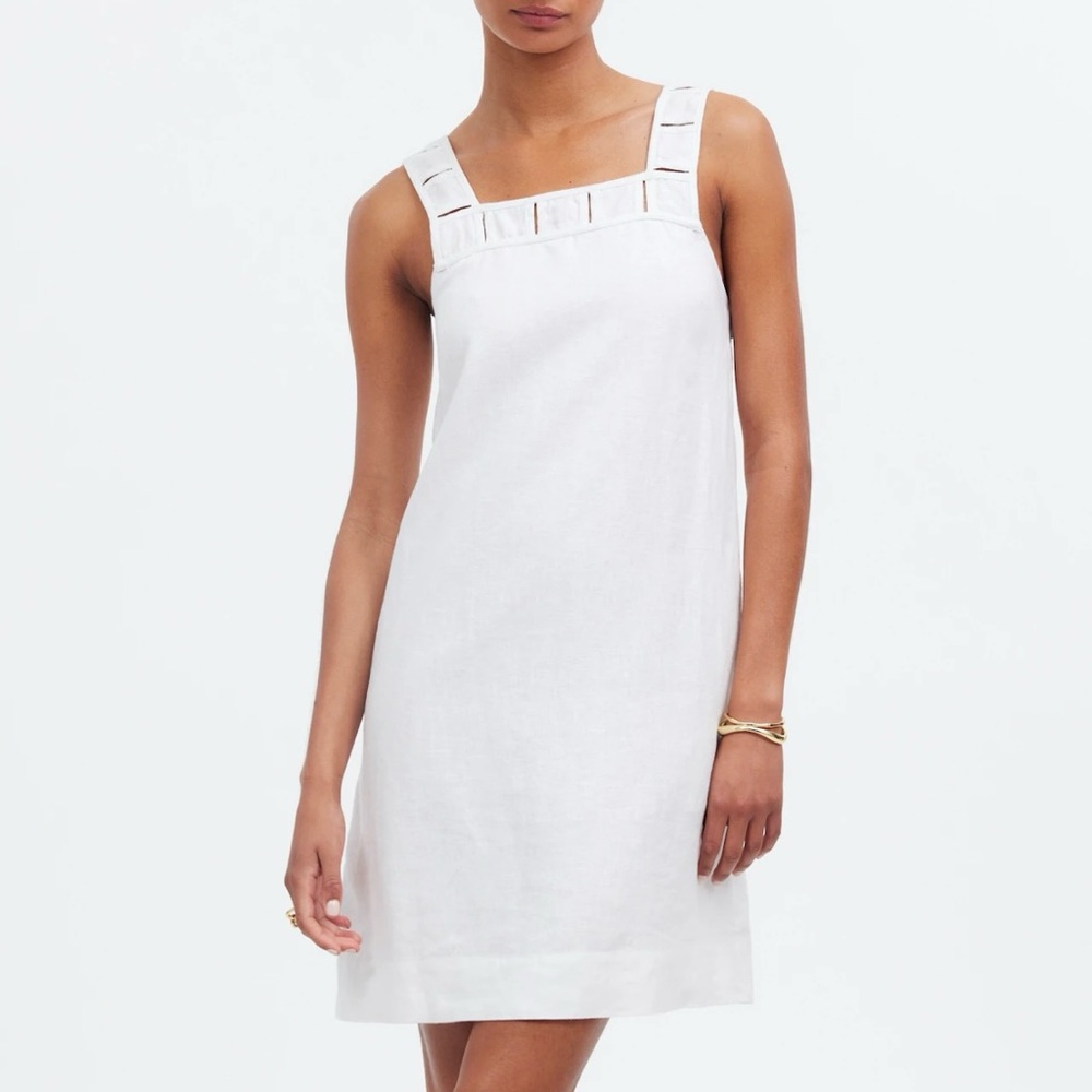 NWT Embroidered Tank Mini Dress in Linen | Madewell
